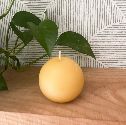 Sphere beeswax candle